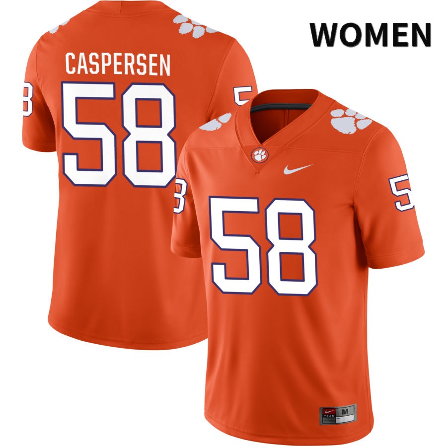 Women's Clemson Tigers Holden Caspersen #58 College Orange NIL 2022 NCAA Authentic Jersey For Fans YYL71N5U